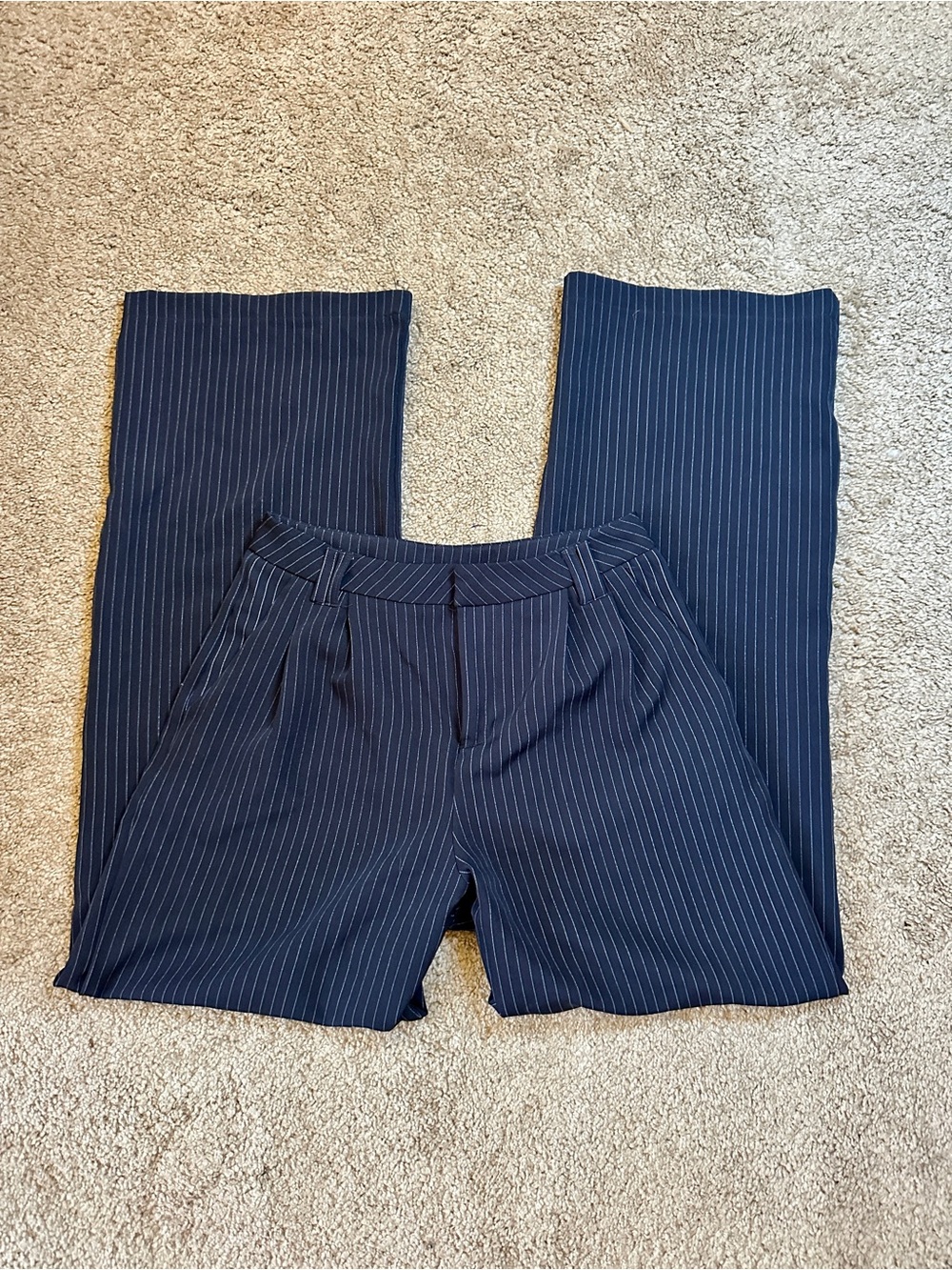 Women’s Navy Pinstripe Trousers